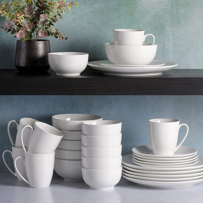 Gibson Home Zen Buffet Porcelain Dinnerware Set, Service for 6 (30Pcs), White (Coupe)