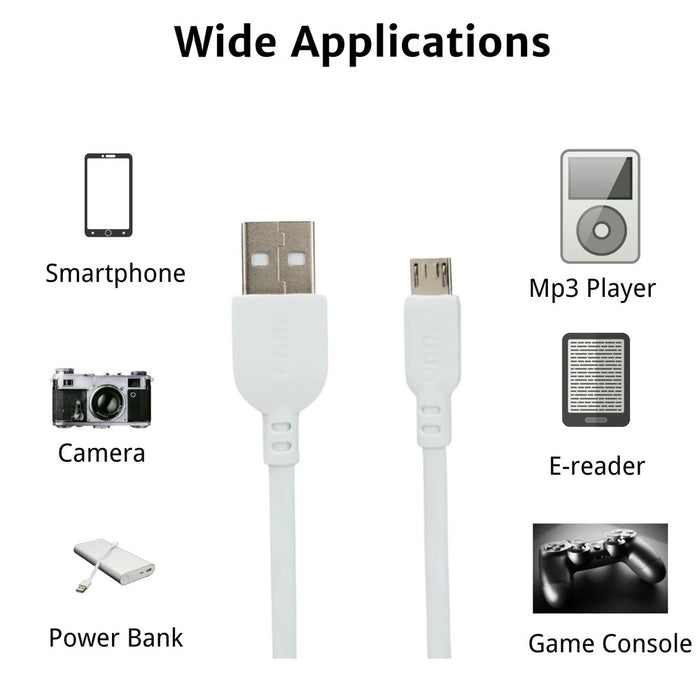 Onn. Micro-Usb to USB Cable, 3 Ft, White
