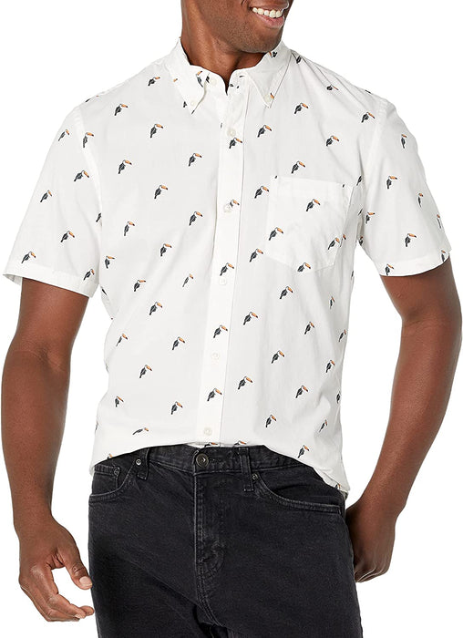 Men'S Standard-Fit Short-Sleeve Printed Poplin Shirt