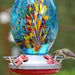 Hummingbird Feeder for Outdoors Hanging, Blown Glass Hummingbird Feeders, Unique Hummingbird Gifts for Women, Containing Ant Moat, 27 Ounces, Blue Fireworks