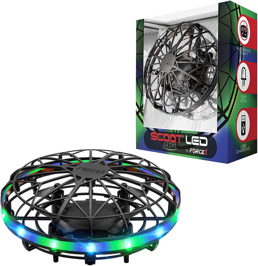 Scoot LED Hand Operated Drone for Kids or Adults - Hands Free Motion Sensor Mini Drone, Easy Indoor Small UFO Toy Flying Ball Drone Toy for Boys and Girls (Green/Blue)