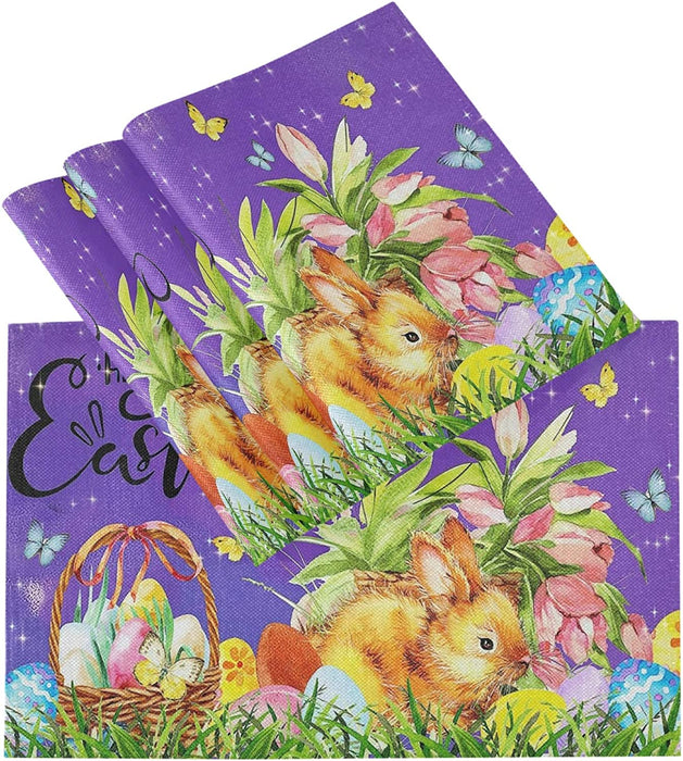 Pfrewn Autumn Scarecrow Pumpkin Sunflower Placemat Set of 4 Table Mat Fall Maple Leaf Birds Flower Place Mat Placemat 12" X 18" Dining Home Kitchen Table Decoration