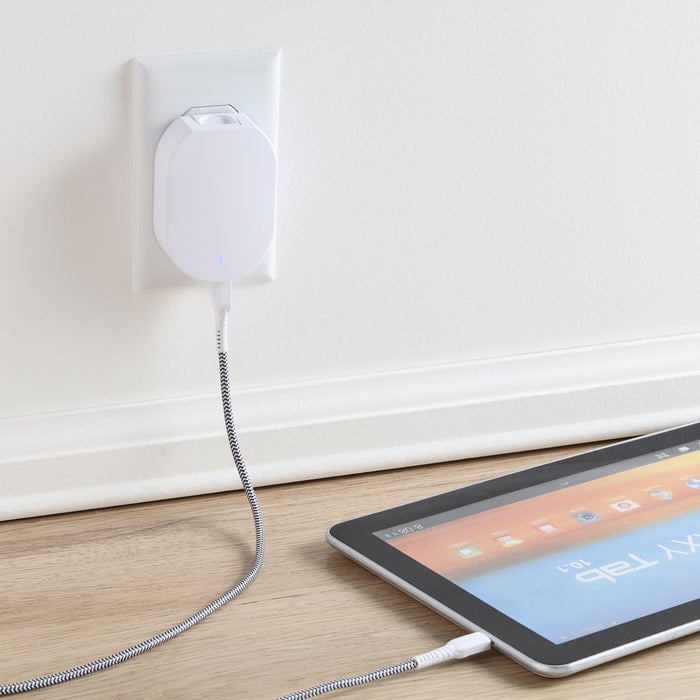 Onn. 4.8A Dual-Port Wall Charging Kit with 3FT Micro-Usb to USB Cable, White,180 Degree Folding and Fridendly Plug,Cell Phone Charger,