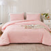 Blush Pink Seersucker Queen Comforter Set (90X90 Inches), 3 Pieces - 100% Soft Washed Microfiber Lightweight Comforter with 2 Pillowcases, All Season down Alternative Comforter Set for Bedding