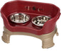 Neater Feeder Deluxe with Leg Extensions for Small Dogs - Mess Proof Pet Feeder with Stainless Steel Food & Water Bowls - Drip Proof, Non-Tip, and Non-Slip - Gunmetal Grey