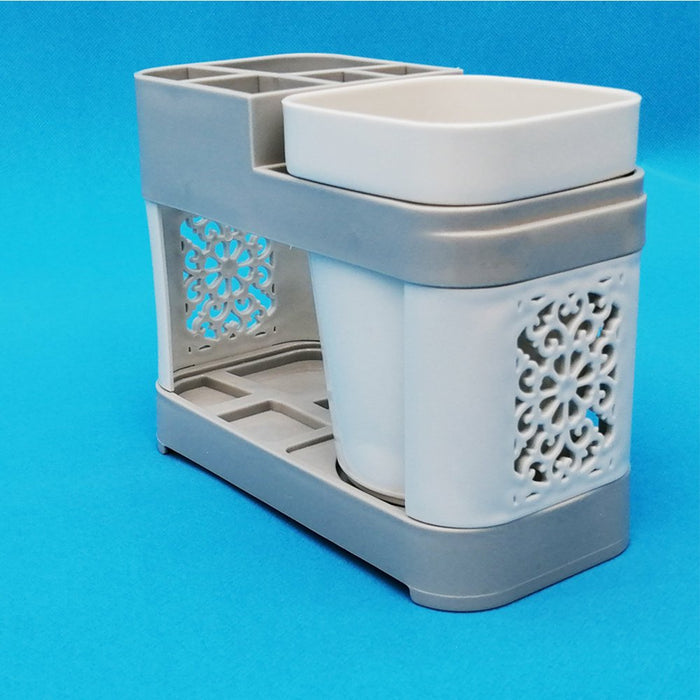 Single Cup Toothbrush Toothpaste Stand Holder Bathroom Storage Organizer Plastic