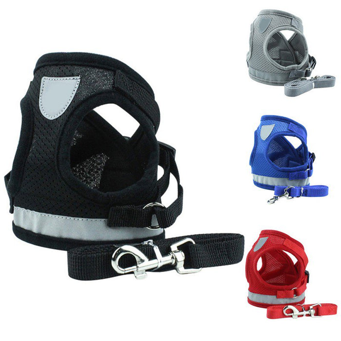 Soft Mesh Puppy Vest Harness Adjustable Pet Lead Chest Walking Leash for Dog Cat