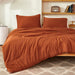 Boho Comforter Full Size Set Burnt Orange, 3 Pieces Bed Solid Terracotta Lightweight Bedding Comforter Set, Rust Fluffy Winter Quilted Blanket Set (79X90In Comforter & 2 Pillowcases)
