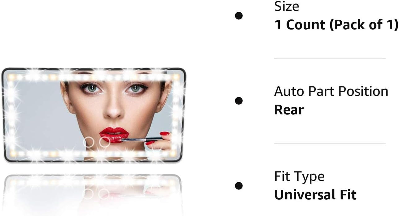 Car Visor Vanity Mirror Rechargeable with 3 Light Modes & 60 Leds for Car Truck SUV Rear View with Dimmable Touch Screen,Car Mirror as a Gifts for Women Valentine'S Day (Black)