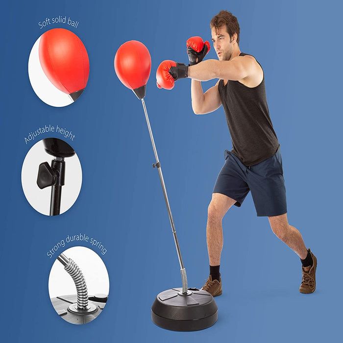Nikou Punching Bag with Stand for Adults & Kids, Adjustable Height Freestanding Punching Ball Boxing Speed Bag, Ideal for MMA Reflex Speed Training, Fitness,Punching and Muscle Building