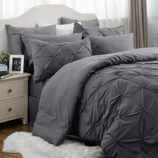 Bedsure Full Size Comforter Sets - Bedding Sets Full 7 Pieces, Bed in a Bag Dark Grey Bed Sets with Comforters, Sheets, Pillowcases & Shams,Adult & Kids Bedding