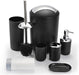 Delaman Bathroom Sets Accessories,Plastic 6 Piece Bathroom Accessory Set Bathroom Trash Can Set with Drawstring Trash Bags,Soap Dispenser,Tooth Mug,Soap Dish,Toilet Brush Holder