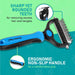 Pet Grooming Brush - Double Sided Shedding and Dematting Undercoat Rake Comb for Dogs and Cats,Extra Wide, Blue, Dog Grooming Brush, Dog Shedding Brush