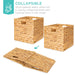 12X12In Hyacinth Baskets, Set of 5 Multipurpose Collapsible Organizers W/ Inserts - Natural