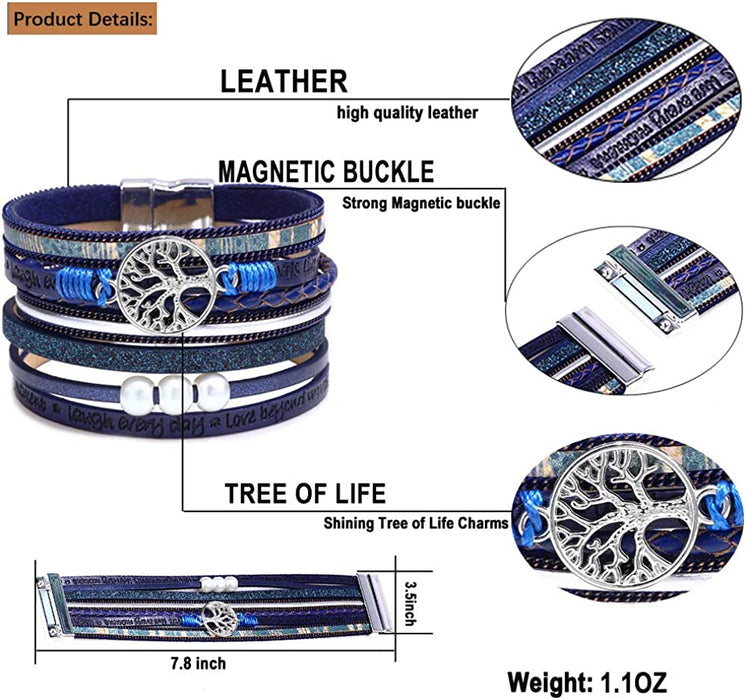 Inspirational Tree of Life Leather Bracelets for Women,Birthday Easter Basket Stuffers Jewelry Gifts for Teens Girls