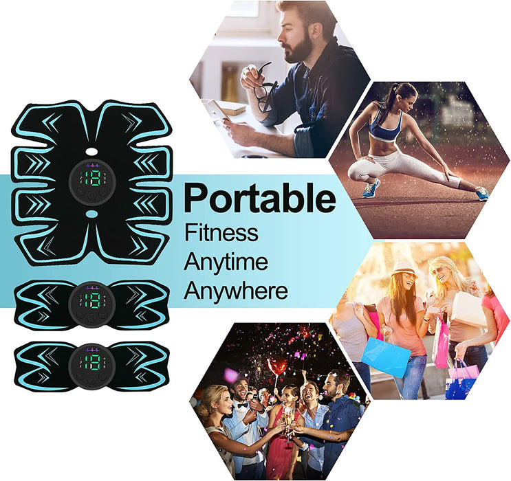 USB Rechargeable Portable Fitness Workout Equipment with 10Pcs Free Gel Pads for Men Woman, the Latest Model 6 Modes, 19 Levels of Intensity