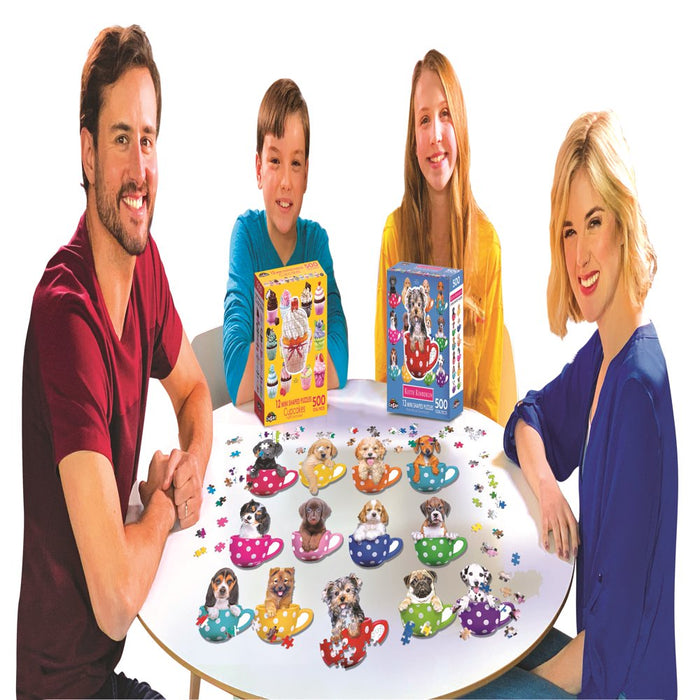 Cra-Z-Art Multi-Shaped 500-Piece Pups in Cups Jigsaw Puzzle