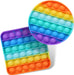 2 Packs Pop Fidget Sensory Toys, Autism Special Needs Stress Relief Silicone Pressure Relieving Toys, round and Square Squeeze Toys for Kids Children Adults (Set of 2)