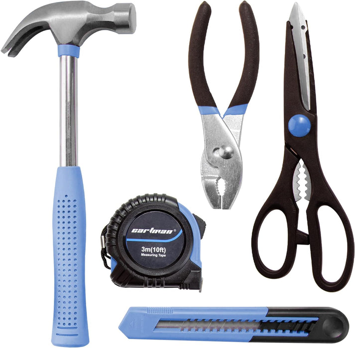 Tool Set General Hand Tool Kit with Plastic Toolbox Storage Case, Automotive Set Blue