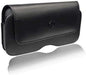 Premium Horizontal Leather Cell Phone Belt Pouch, Compatible with 6.5" to 7" PHONE or CASE Holster Clip Fits Otterbox Defender Case/Battery Case/Extra Big Case on (X-Large)