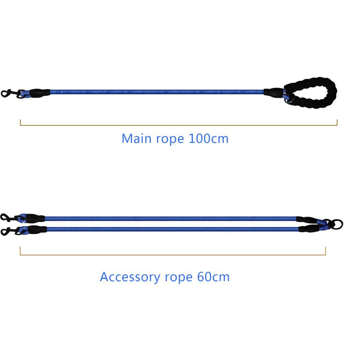 Double Dog Leash,  Dual Dog Leash Detachable 360° Swivel with Soft Padded Handle, Heavy Duty Dual Leash for Two Dogs, 63In Double-Head Pet Traction Rope(25-100Lbs)