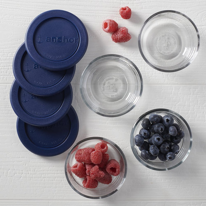 Anchor Hocking 8 Piece round Glassware Value Pack, 1 Cup Capacity, Food Storage Set