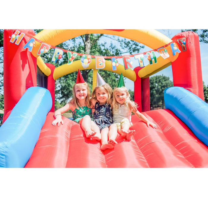 Little Tikes Jump 'N Slide 9'X12' Inflatable Bouncer, Inflatable Bounce House with Slide and Blower, Multicolor- Indoor Outdoor Toy for Kids Girls Boys Ages 3 4 5+