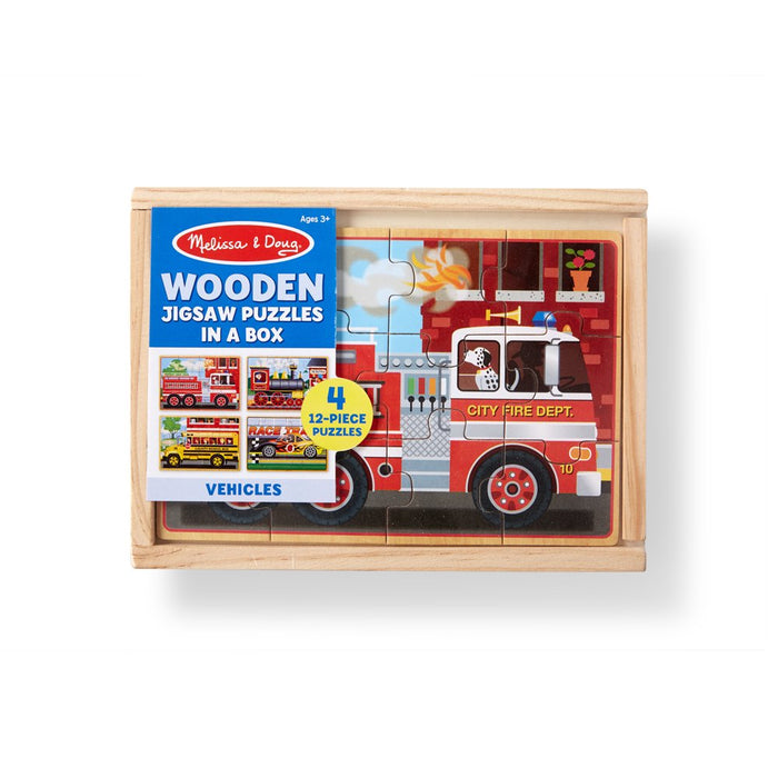 Vehicles 4-In-1 Wooden Jigsaw Puzzles in a Storage Box (48 Pcs) | Fsc-Certified Materials