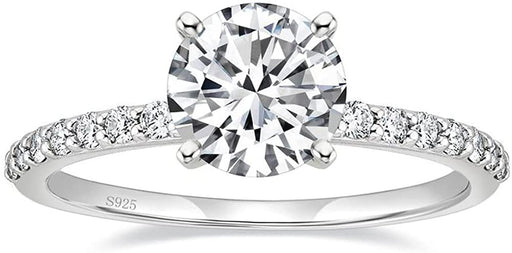 925 Sterling Silver 1.25 CT round Solitaire Cubic Zirconia Engagement Ring Halo Promise Ring Size 3-13