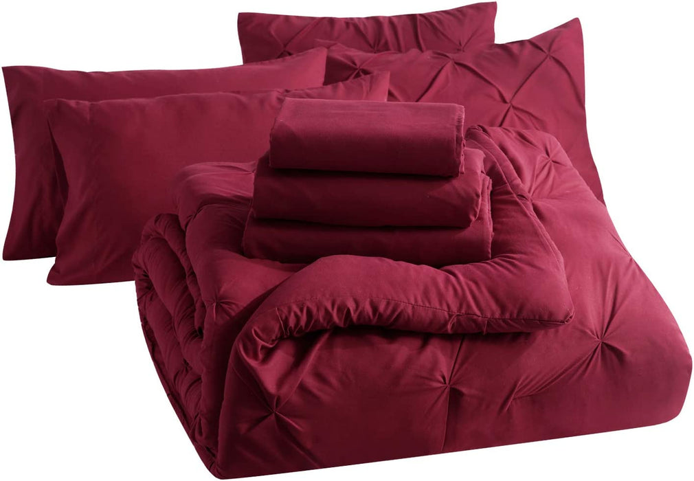 Bedsure Full Size Comforter Sets - Bedding Sets Full 7 Pieces, Bed in a Bag Burgundy Bed Sets with Comforters, Sheets, Pillowcases & Shams,Adult & Kids Bedding