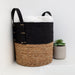 Set of 2 Natural round Storage Basket, Braided Seagrass & Paper Rope (MD+SM), Natural & Black