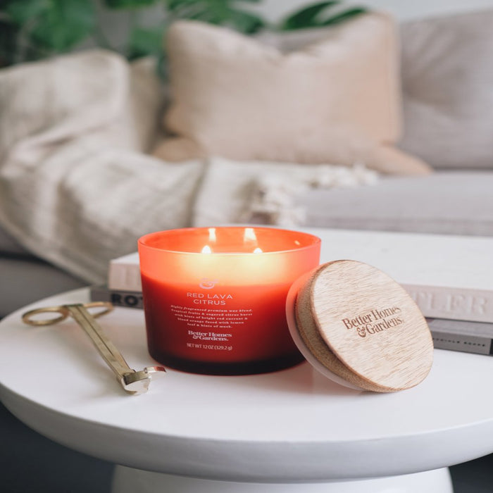 Better Homes & Gardens 12Oz Red Lava Citrus Scented 2-Wick Jar Candle