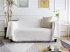Cotton Geometrical Sofa Cover, Sectional Couch Covers for 2 Cushion Couch Couch Cover Living Room Throws Blankets Sofa Slipcovers, Furniture Protector for Pets (Medium, 71" X 91", White)