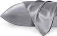 Satin Silky Pillowcase for Hair and Skin Queen - Dark Grey, 2 Pack 20X30 Inches - Set of 2 with Envelope Closure, Similar to Silk Pillow Cases, Gifts for Women Men