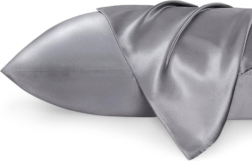 Satin Silky Pillowcase for Hair and Skin Queen - Dark Grey, 2 Pack 20X30 Inches - Set of 2 with Envelope Closure, Similar to Silk Pillow Cases, Gifts for Women Men