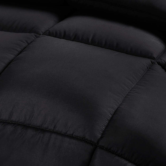 Comforter Duvet Insert - Quilted Comforter with Corner Tabs - Box Stitched down Alternative Comforter (Queen, Black)