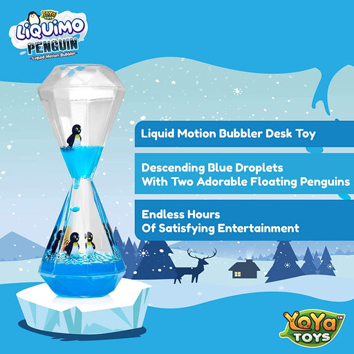 Liquimo Penguin - Liquid Motion Bubbler for Kids and Adults - Penguin Theme - Satisfying Sensory Toys for Stress and Anxiety Relief - Fidget Toy Can Be Used as a Colorful Kitchen Timer