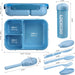 Bento Box for Adults, 1700ML Lunch Bento Box for Kids Childrens with Spoon&Fork&Knife&Water Bottle - Bpa-Free,Leak-Proof for On-The-Go Meal,Lunch Containers Microwave/Dishwasher Safe (Blue)