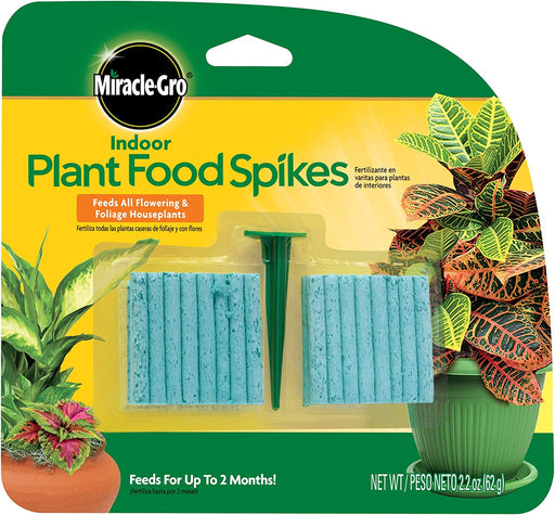 Miracle-Gro Indoor Plant Food Spikes, Includes 48 Spikes - Continuous Feeding for All Flowering and Foliage Houseplants - NPK 6-12-6, Pack of 1