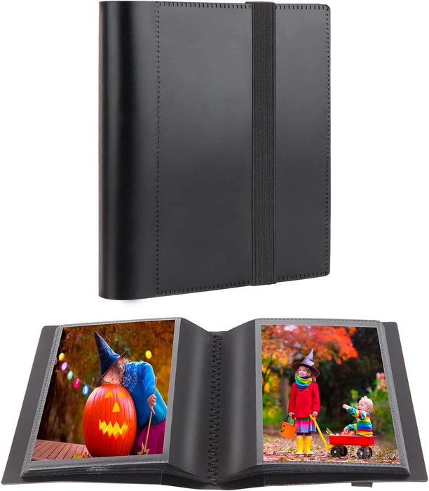 Small Photo Album 4X6 Photos Black Inner Page with Strong Elastic Band, Each Small Album Holds 64 Photos, 4X6 Mini Book Photo Pictures Album Birthday Christmas Photo Albums Wedding Anniversary (Black)