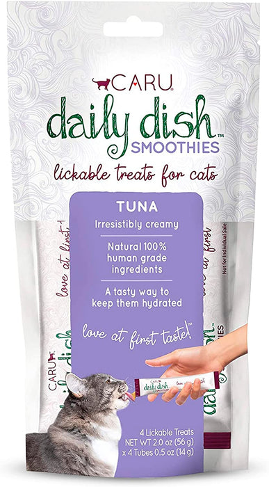 Caru - Daily Dish Smoothies - Lickable Tuna Cat Treat - 4 Pack.5Oz Tubes