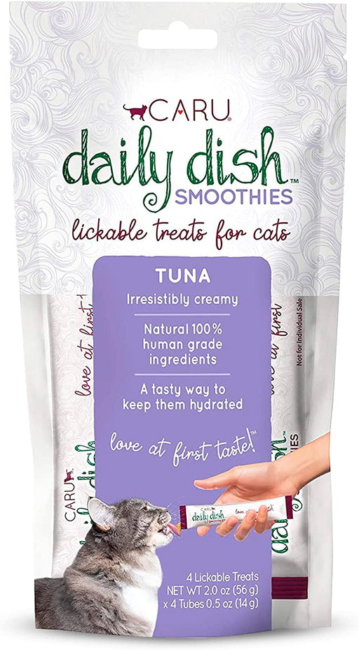 Caru - Daily Dish Smoothies - Lickable Tuna Cat Treat - 4 Pack.5Oz Tubes