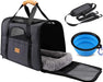 Dog Carrier  Cat Carrier Pet Travel Carrier Bag Airline Approved Folding Fabric Pet Carrier for Small Dogs Puppies Medium Cats, W/Locking Safety Zippers, Foldable Bowl