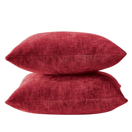 Mainstays Solid Chenille Decorative Pillow Set, Red, 18" X 18", 2 Pieces