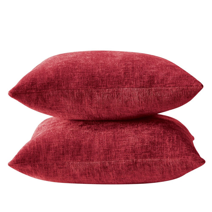 Mainstays Solid Chenille Decorative Pillow Set, Red, 18" X 18", 2 Pieces