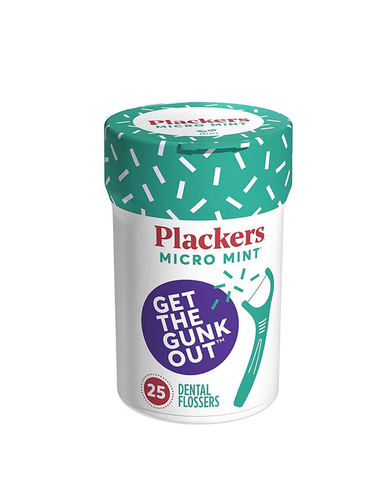 Plackers Micro Mint Dental Flossers, Fresh Mint Flavor, Fold-Out Toothpick, Super Tuffloss, Easy Storage with Sure-Zip Seal, 300 Count