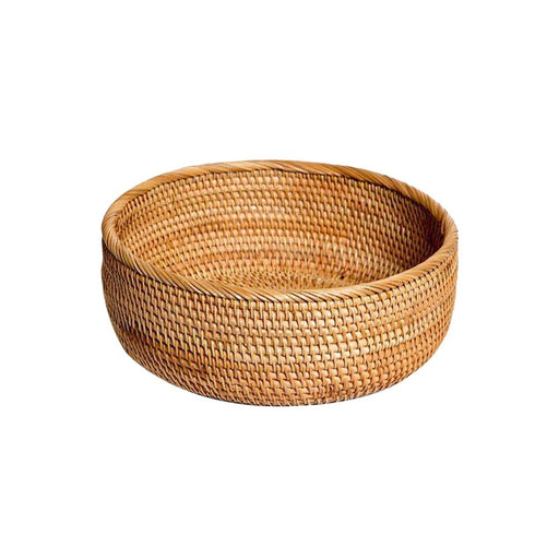 1Pc Woven Wicker Bread Basket Fruit Vegetable Bowl Food Potato Storage Sorting Key Wallet Kitchen Counter Small to Large Rattan round Woven Basket Serving Bowl French Fries