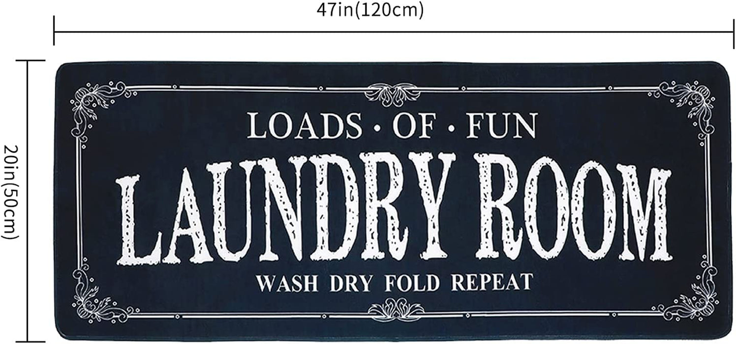 Laundry Room Rug Runner Non Slip Laundry Mats Mudroom Runner Farmhouse Kitchen Floor Mat Bathroom Laundry Room Decor Accessories( Black, 20 X 47 Inch )