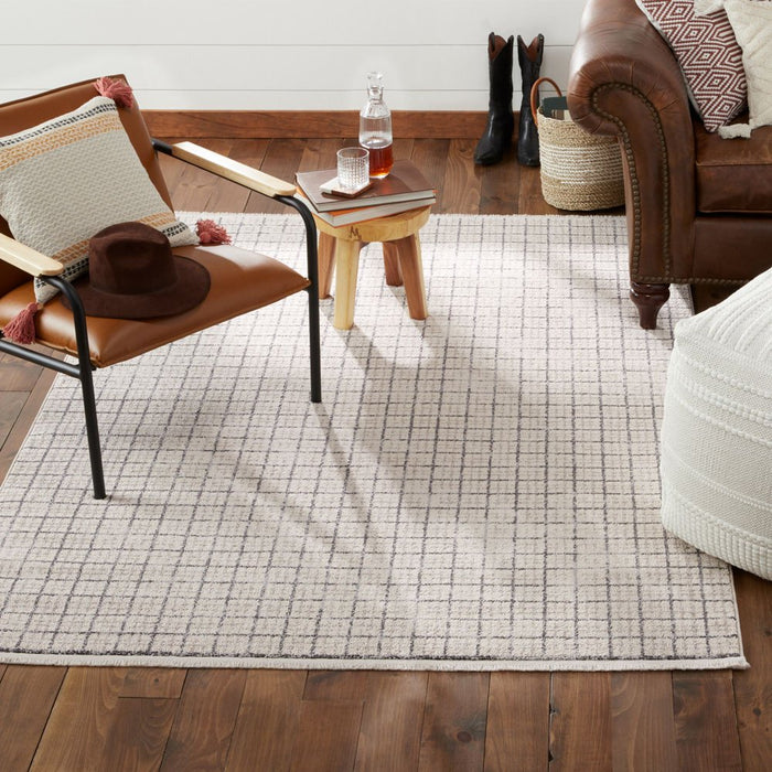 Wanda June Home Squares with Fringe Area Rug, Taupe, 7'8" X 10'2" by Miranda Lambert