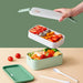 1 Pack Portable Hermetic Lunch Box 2 Layer Grid Student Bento Box with Fork Spoon Leakproof Microwavable Oven Multi Lunch Box